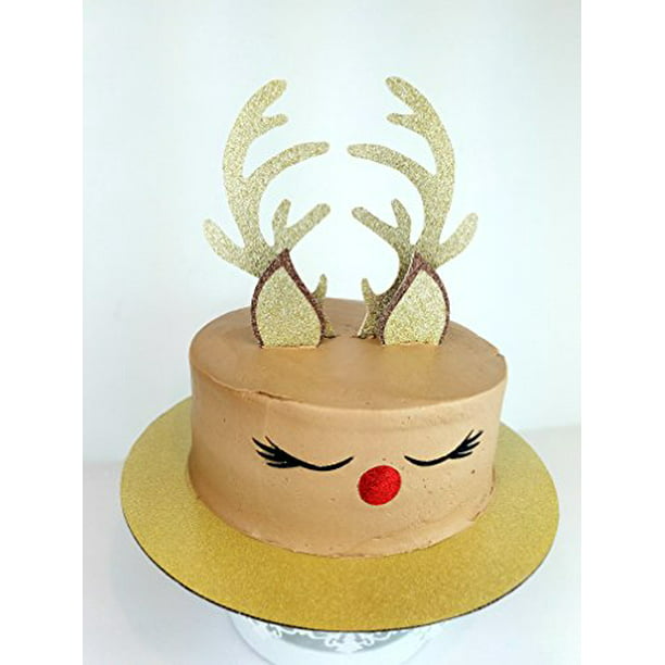 3 x Plastic Reindeer Christmas Cake Decorations